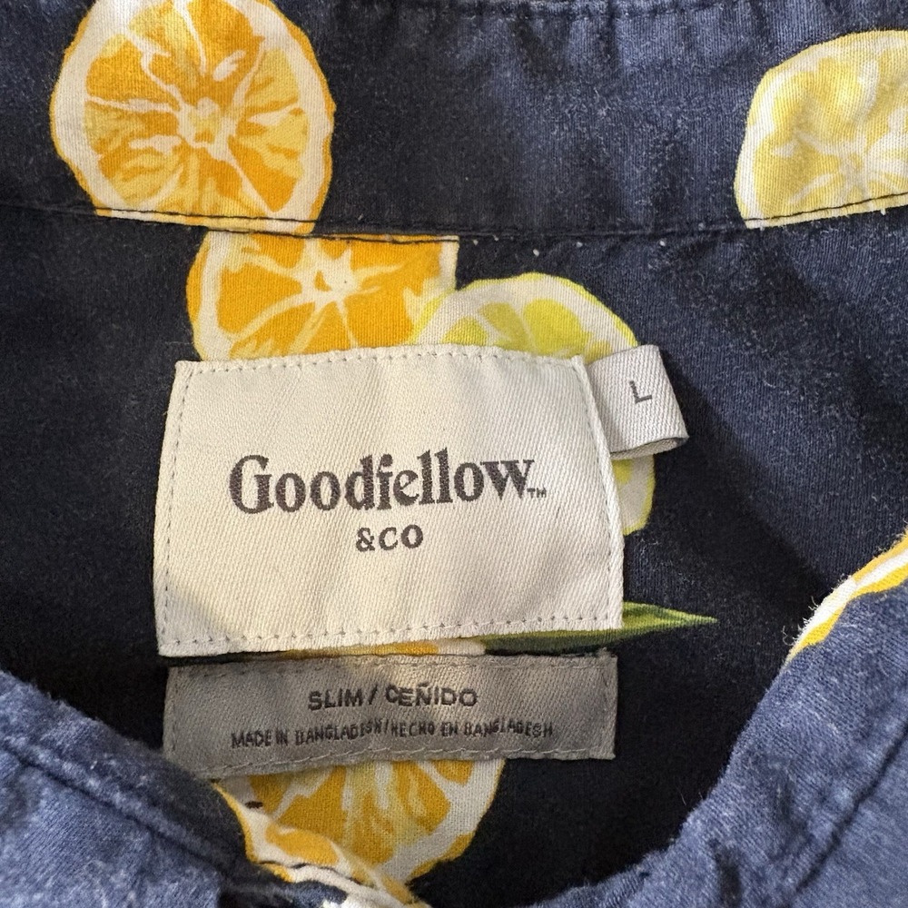 Goodfellow & Co Men's Large Slim Fit Citrus Lemon Orange Print Button Shirt L - Picture 3 of 5